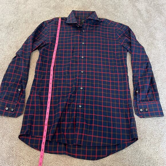 Boss Hugo Boss Men's Tailored Slim Fit Dress Shirt Navy Size 39‎ 15 1/2 - Picture 8 of 9